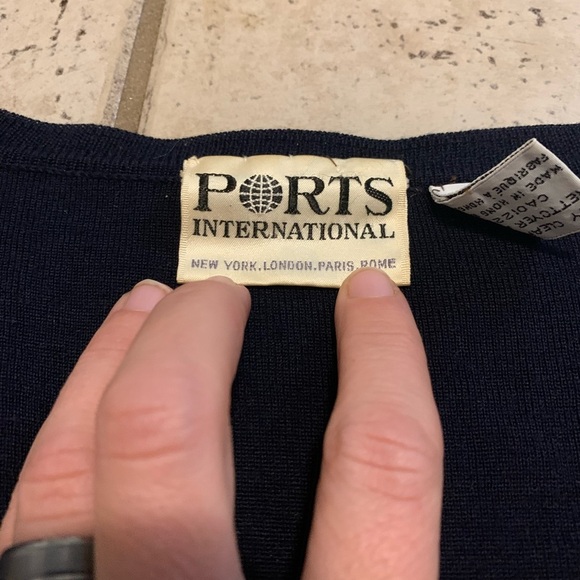 Vintage Ports International Pure Virgin Wool Cardigan S Dark Blue/Black - Picture 4 of 7